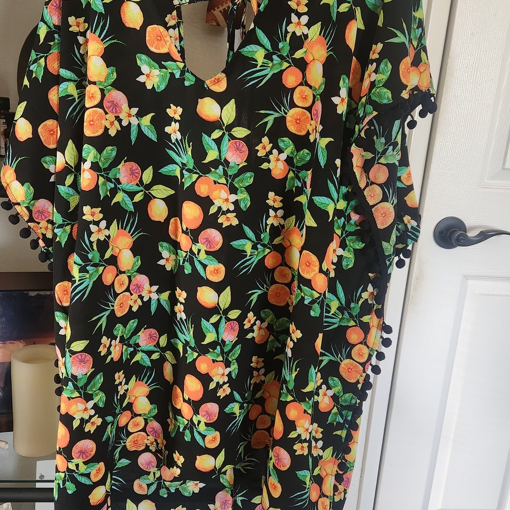 Xhilaration Black Floral Swim Coverup